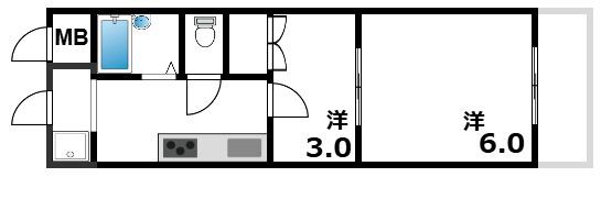 ハイツイフ(1SK/2階)の間取り写真