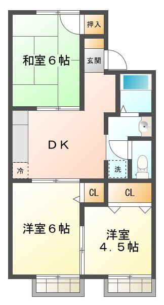 瑞ヶ丘ビラ(3DK/2階)の間取り写真