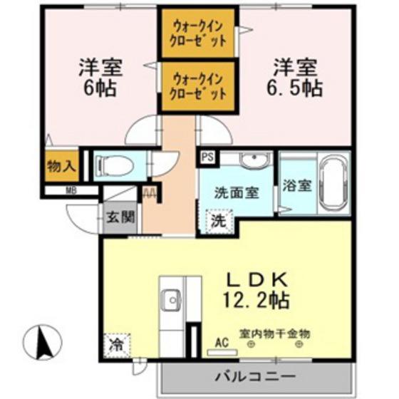 オーベル向中野A(2LDK/3階)の間取り写真