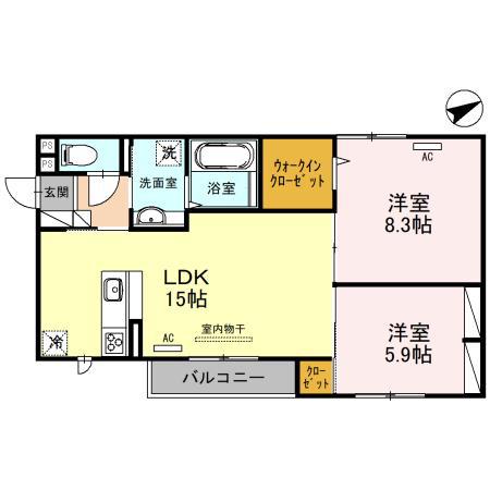 AVENIR城北(2LDK/1階)の間取り写真