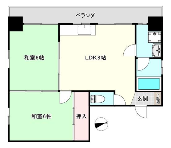 メゾン寿々屋(2LDK/4階)の間取り写真