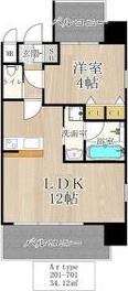 CITY SPIRE西中島(1LDK/6階)の間取り写真