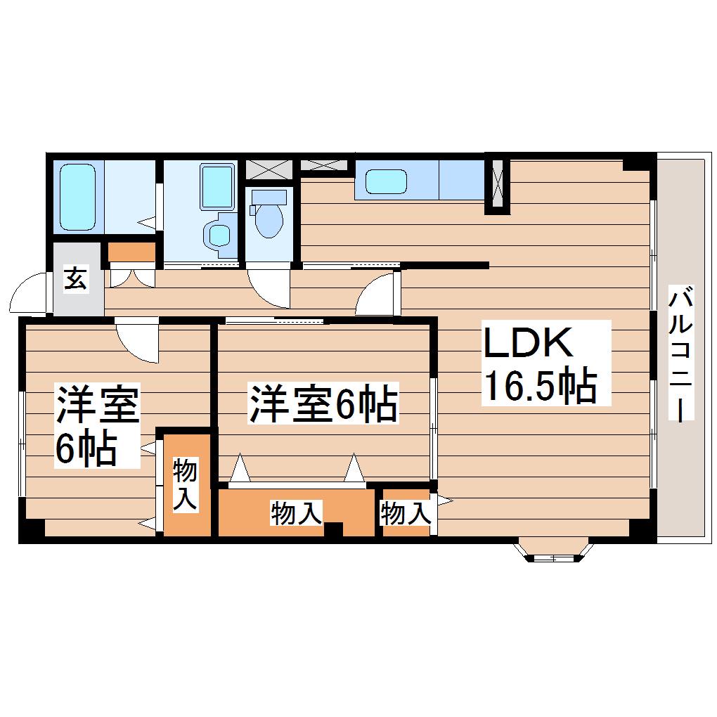 ウエスト プレイス(2LDK/4階)の間取り写真