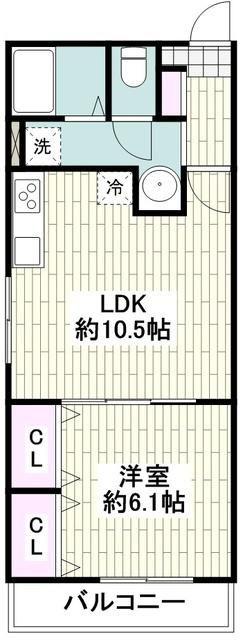 メゾントレゾア ドゥズィエム(1LDK/3階)の間取り写真