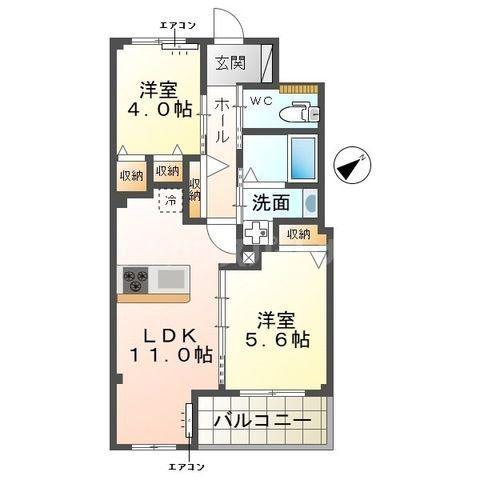 フォルトゥナ(2LDK/1階)の間取り写真