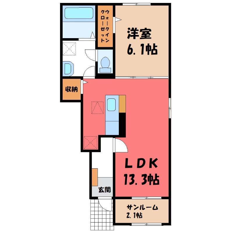 ウイングス・ワン(1LDK/1階)の間取り写真