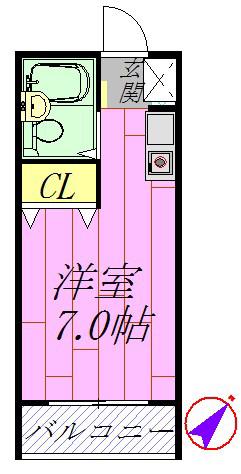 エステート富士見(1K/2階)の間取り写真