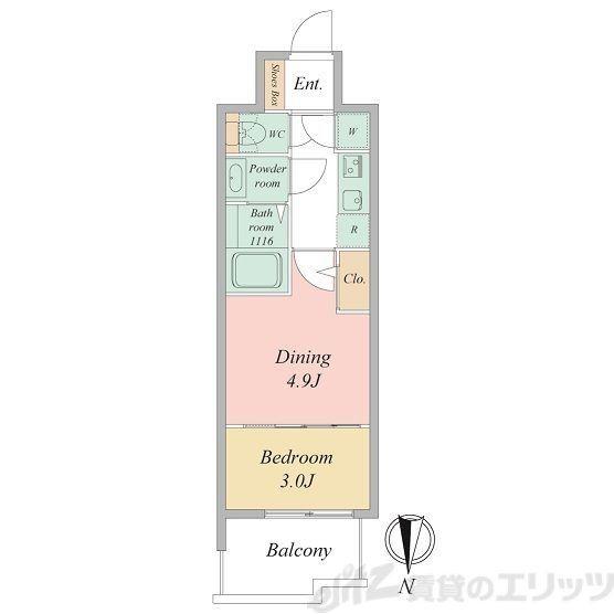 セレニテ東梅田アリエ(2K/8階)の間取り写真