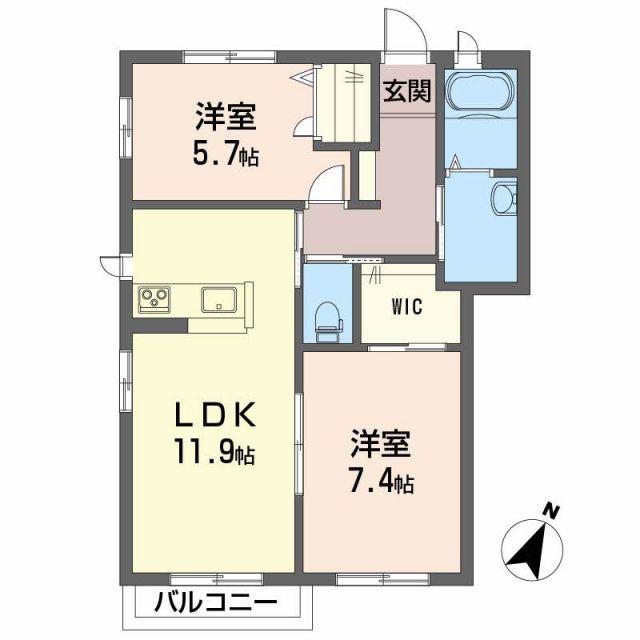 メゾンSOWACA A棟(2LDK/2階)の間取り写真