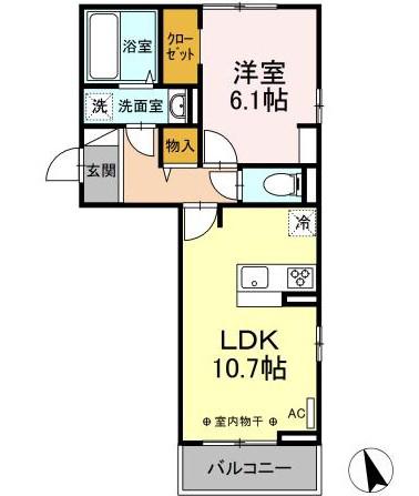 ウェルデンス戸塚 A(1LDK/1階)の間取り写真