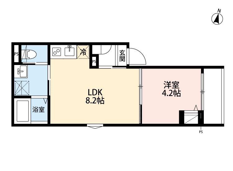 LEAF MOON(1LDK/2階)の間取り写真