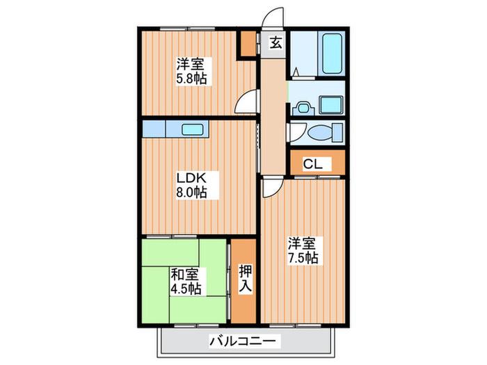 サニーヒル上田(3LDK/2階)の間取り写真