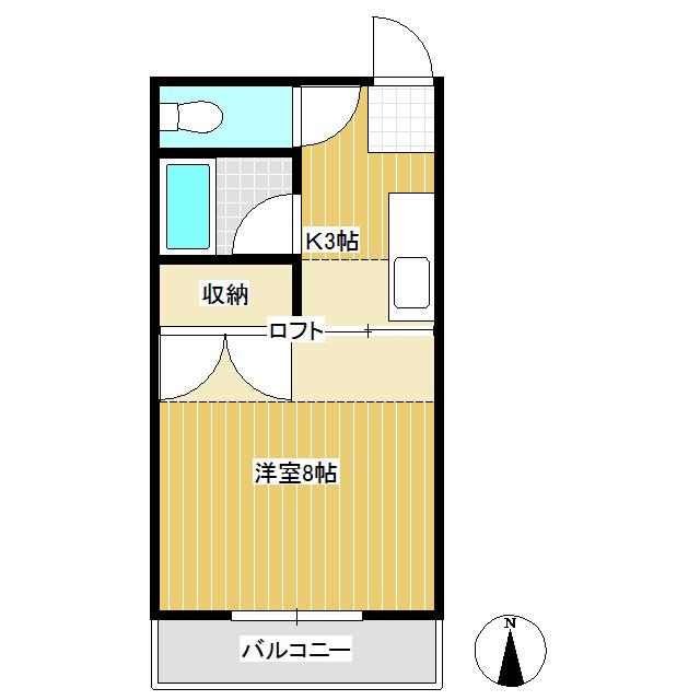 あすなろハイツ(1K/2階)の間取り写真
