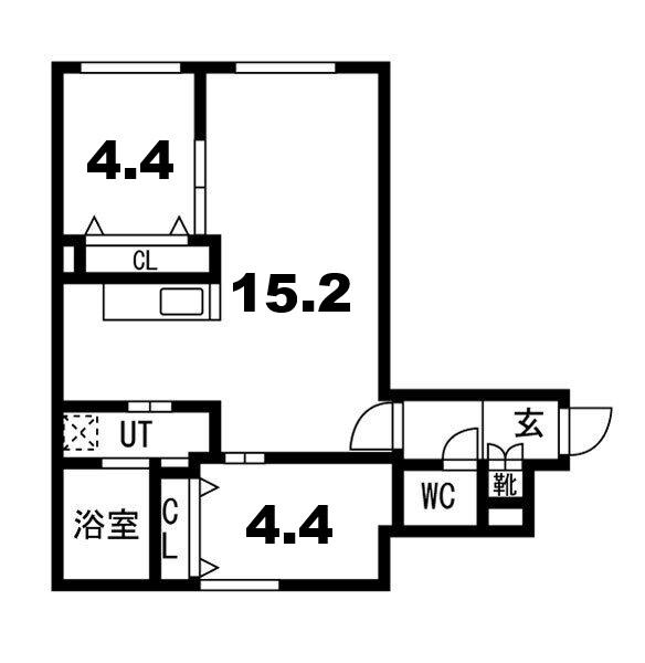 グラシオン(2LDK/1階)の間取り写真