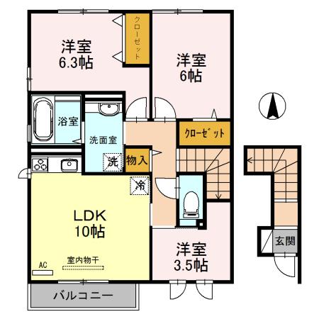 エスティームマサイチ(3LDK/1階)の間取り写真