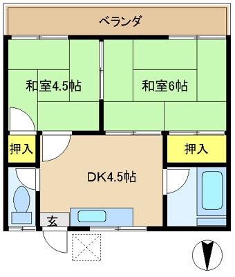 コーポ伊藤(2K/1階)の間取り写真