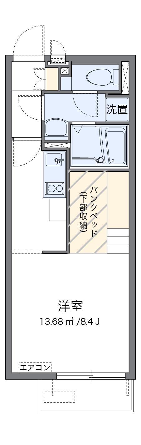 レオネクストポムールIV(ワンルーム/2階)の間取り写真