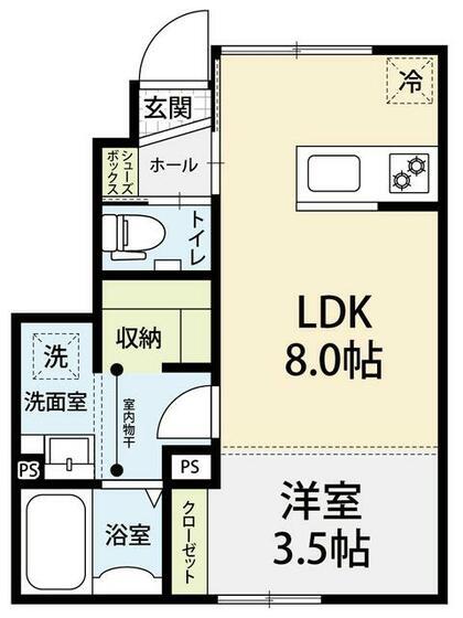 DIXSEPT(1LDK/1階)の間取り写真