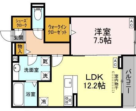 ルヴィータ広瀬(1LDK/3階)の間取り写真