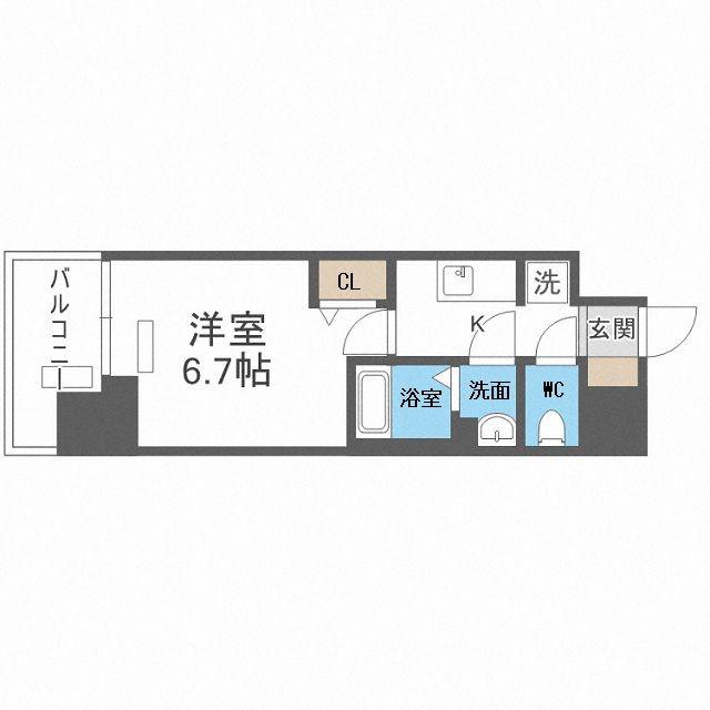 プレサンス立売堀ベルヴィル(1K/11階)の間取り写真