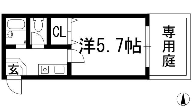 プチハウス仁川(1K/1階)の間取り写真