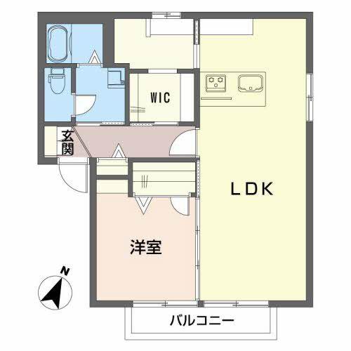 レシェンテD棟(1LDK/2階)の間取り写真