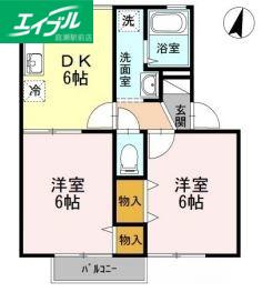 セトル福島(2DK/2階)の間取り写真