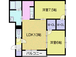 パッシブプレイスC棟(2LDK/1階)の間取り写真