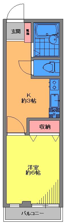 フラッツ東亜(1K/3階)の間取り写真