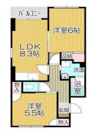 セレネ藤井寺(2LDK/3階)の間取り写真