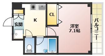 コンフォート天満川(1K/2階)の間取り写真