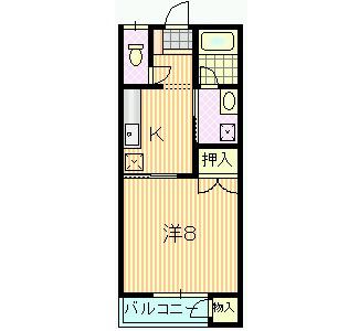 パレ・ソワイユ(1K/2階)の間取り写真
