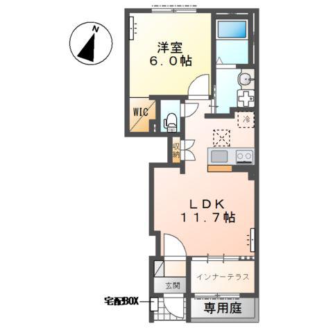 サンプレスII(1LDK/1階)の間取り写真