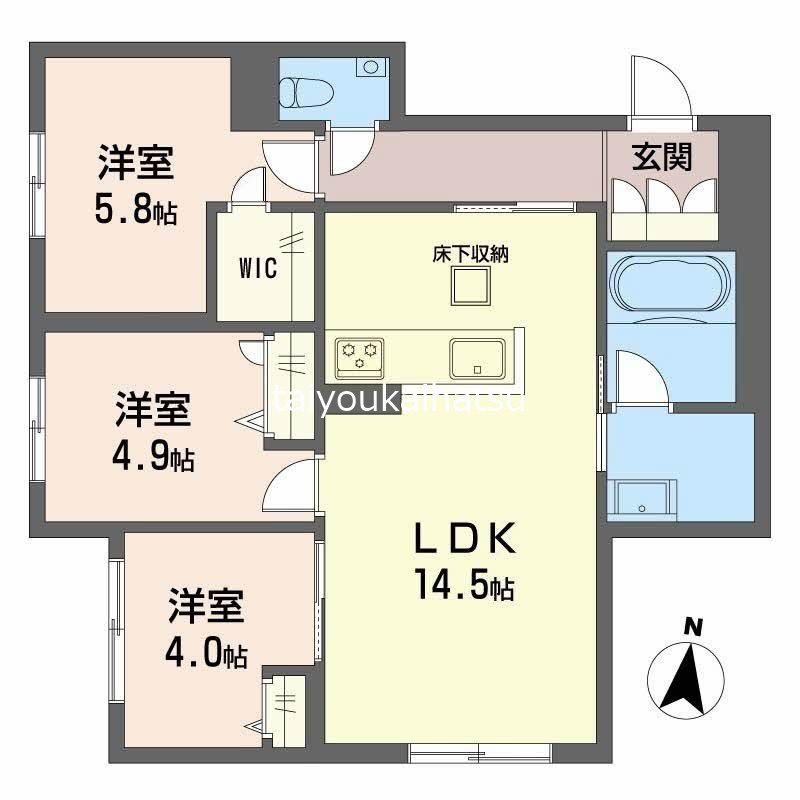ゼーゲンハウス(3LDK/1階)の間取り写真