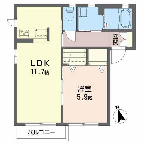 フォレスト参番館(1LDK/1階)の間取り写真
