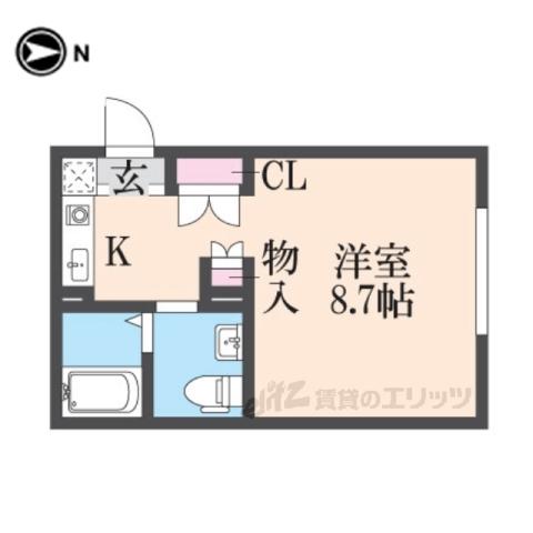 ベレーザ鴨川五条(ワンルーム/2階)の間取り写真