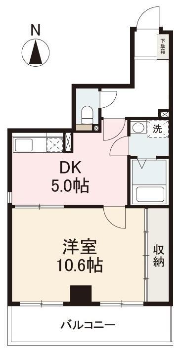 ジョア西の丸(1DK/3階)の間取り写真