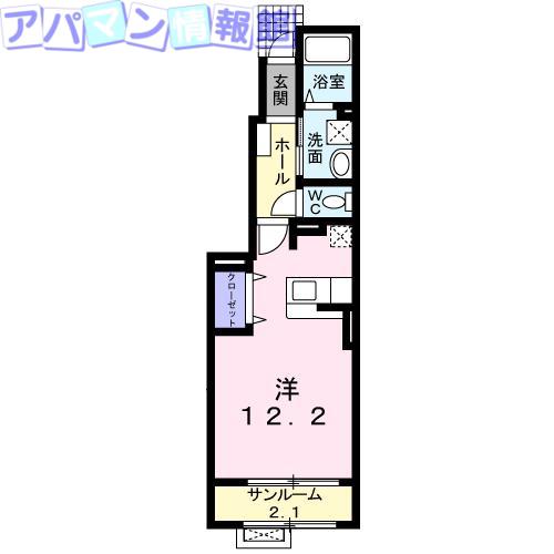 ウィステリアA(ワンルーム/1階)の間取り写真
