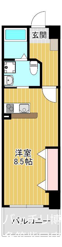 NO.67 BENEFIT 21 博多(1K/2階)の間取り写真