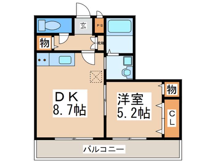 グランメール21・A(1DK/1階)の間取り写真