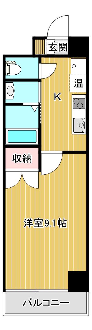 グレイスハイツ東中通(1K/9階)の間取り写真
