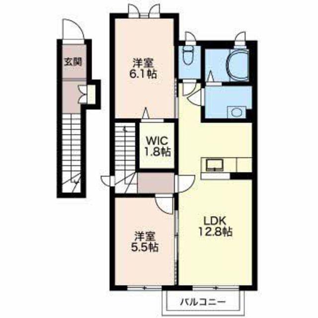 ECRATYZ(2LDK/2階)の間取り写真