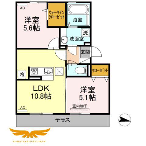 D・プレヴェイルII(2LDK/1階)の間取り写真