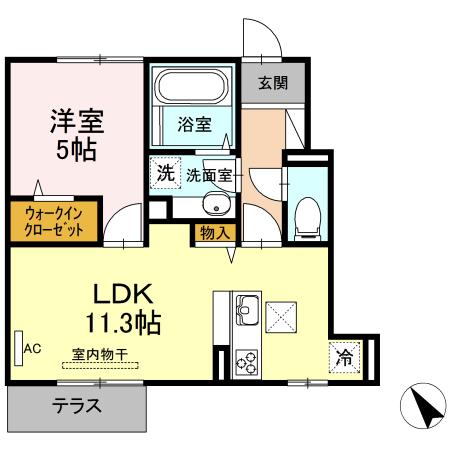 フォレストパークサイド瀬口(1LDK/1階)の間取り写真