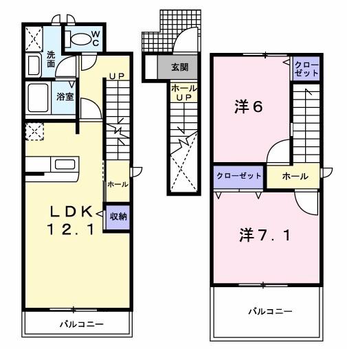 メゾンパルテールI(2LDK/2階)の間取り写真