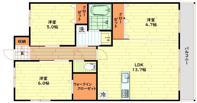 ソル グランデ(3LDK/7階)の間取り写真