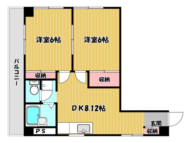 サンライフミカド(2DK/3階)の間取り写真