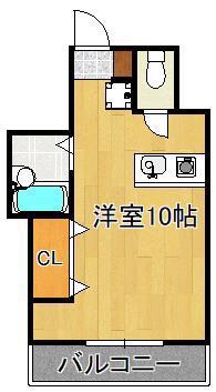 陣山ハイマート(ワンルーム/3階)の間取り写真