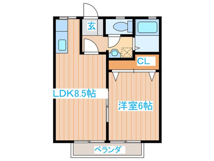 パナハイツ中倉(1LDK/1階)の間取り写真