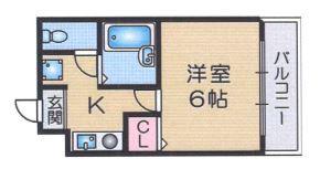 フラットカキノキ(1K/3階)の間取り写真